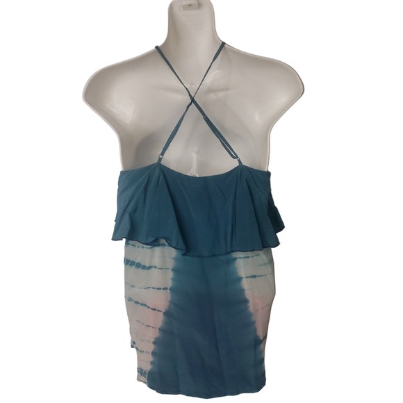 CHASER Teal Blue Silk Tie Dye Cross Back Cami Tank Top Size XS - Picture 7 of 8